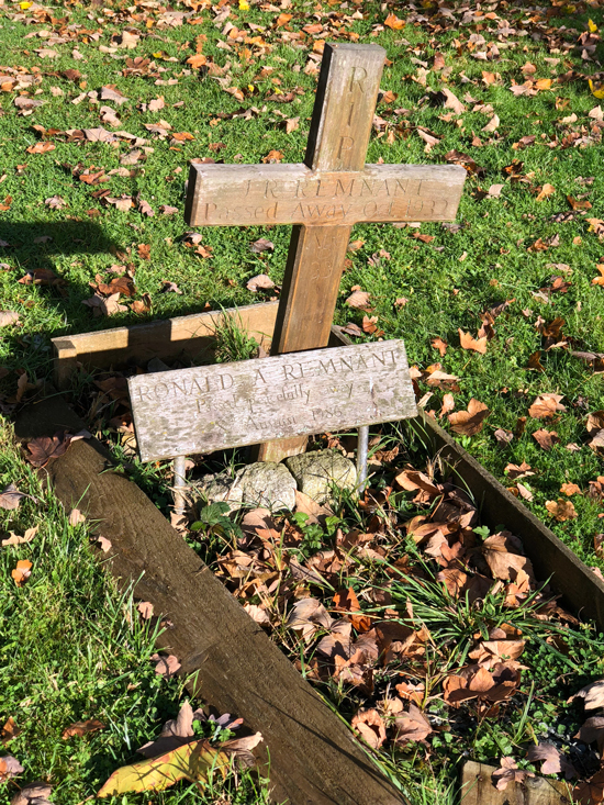 graves in a row, one collapsed