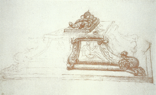 Tomb of Sixtus IV, Pollaiuolo, sketch by Marten van Heemskerck