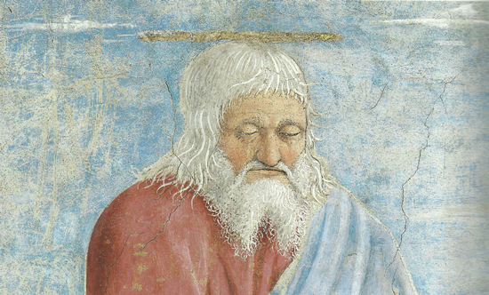Piero della Francesca, Legend of the True Cross, Annunciation, detail