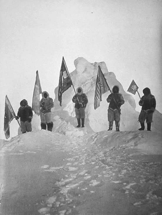 Commander Peary and his sledging party at the putative Pole