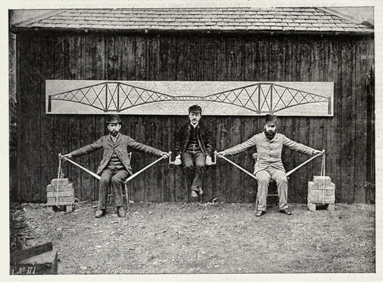 Postcard demonstrating structural principles of Forth Bridge