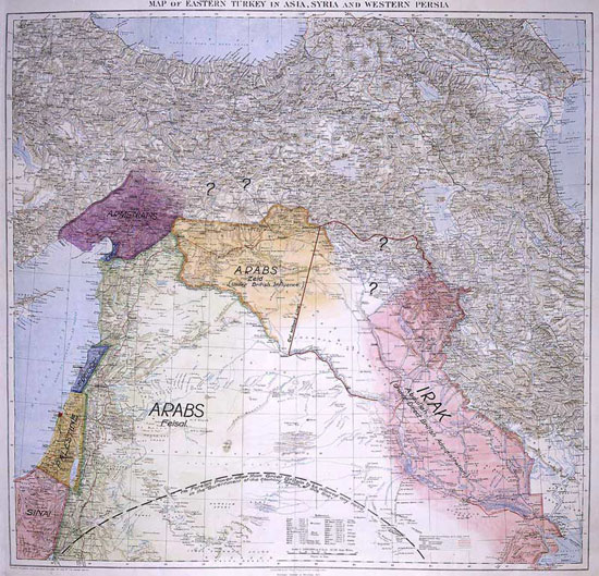 T.E. Lawrence's Map, presented to the Eastern Committee of the War Cabinet in 1918