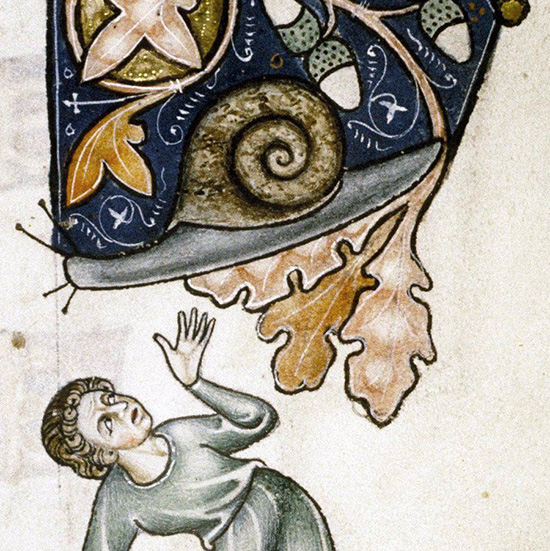 Ormesby Psalter, man and snail