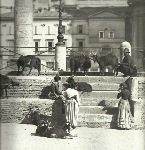 Transhumant shepherds in the Foro Traino, Rome, end of nineteenth century