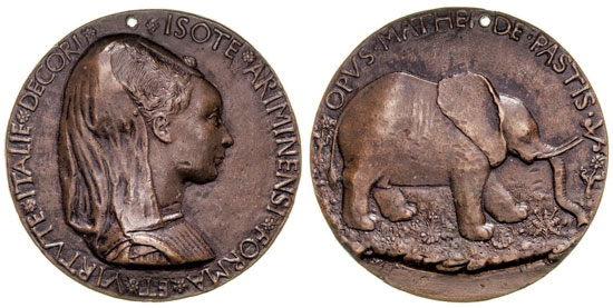 Bronze medal of Isotta degli Atti and the Malatesta Elephant